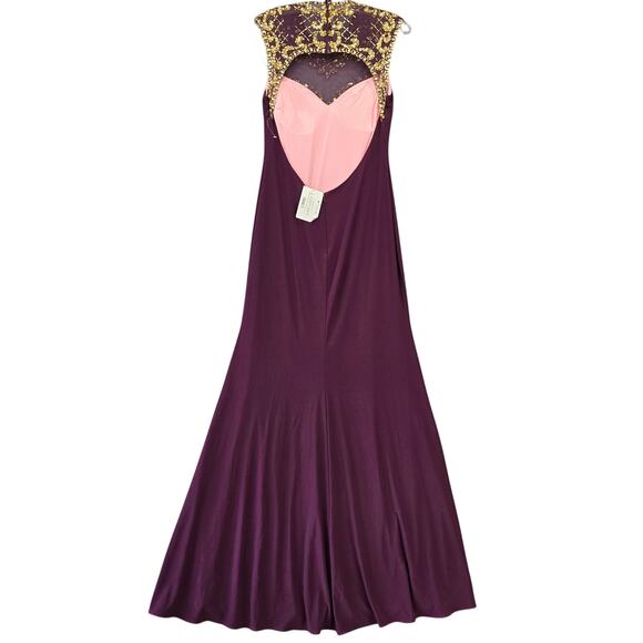 Betsy Adam Purple Formal Maxi Dress Beaded Sleeveless Padded Zip Women's Size 12 - Picture 2 of 15